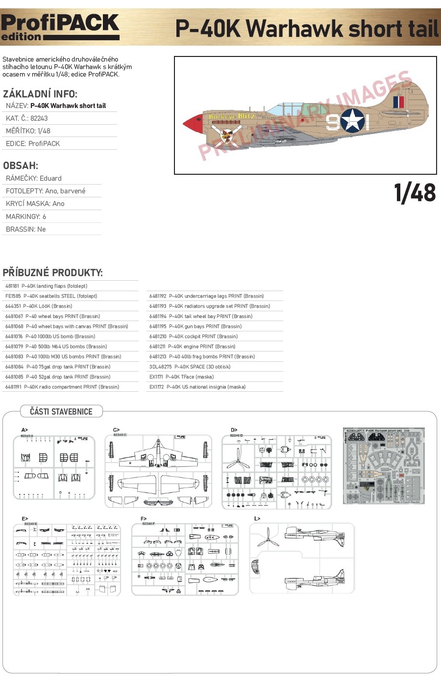 Fotografie 1/48 P-40K short tail (Profipack)