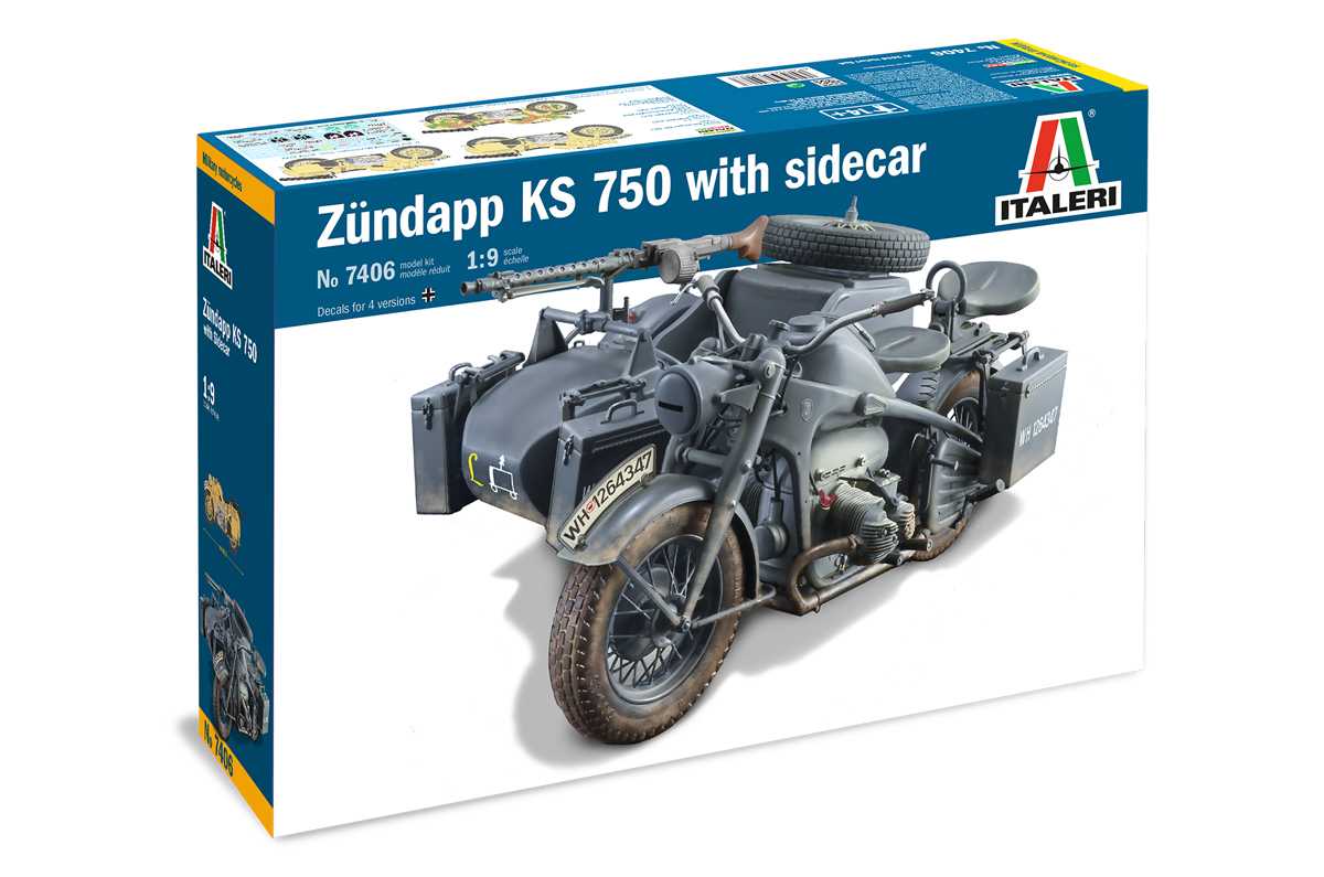 Fotografie Model Kit military 7406 - Zundapp KS 750 with sidecar (1:9)