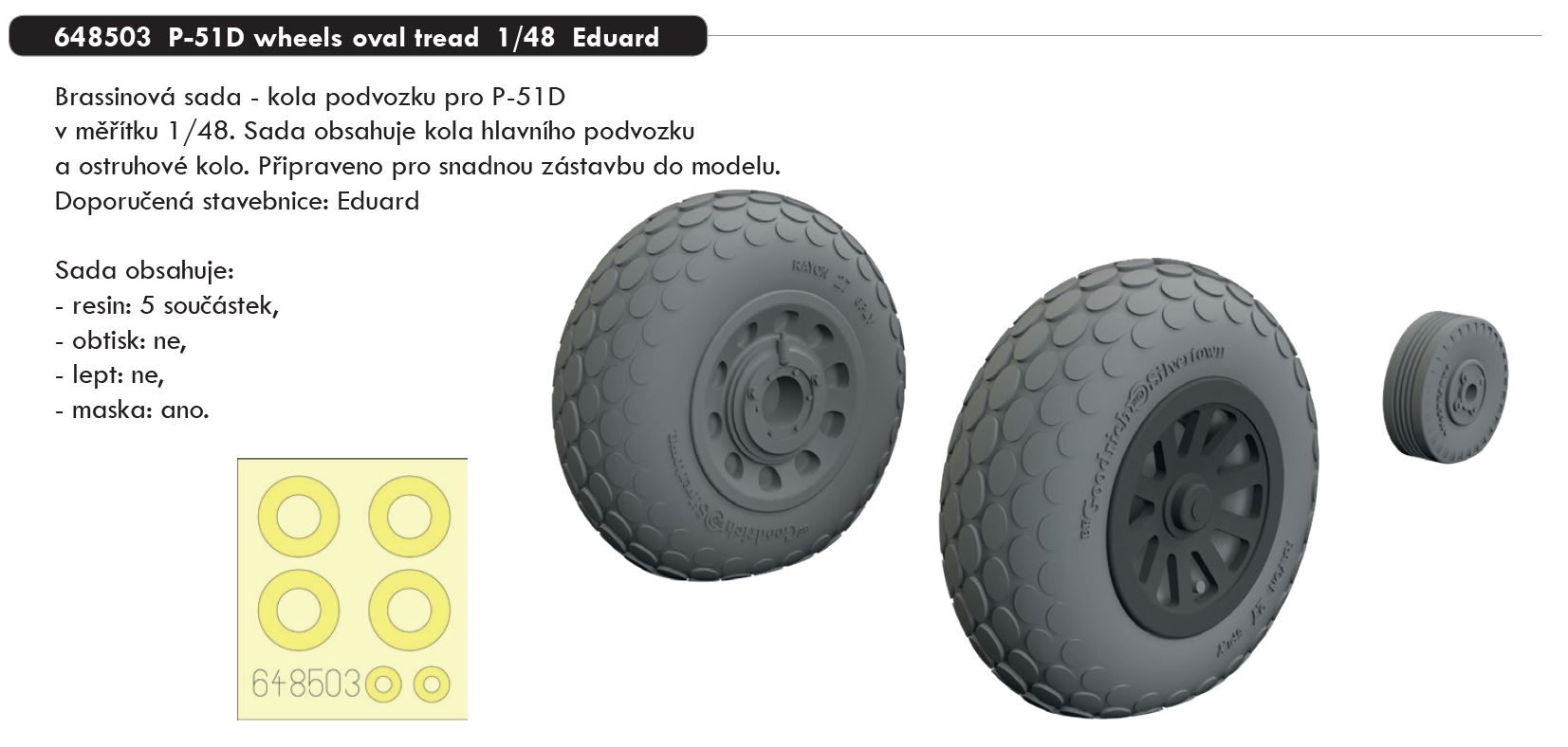 Fotografie 1/48 P-51D wheels oval tread (EDUARD)