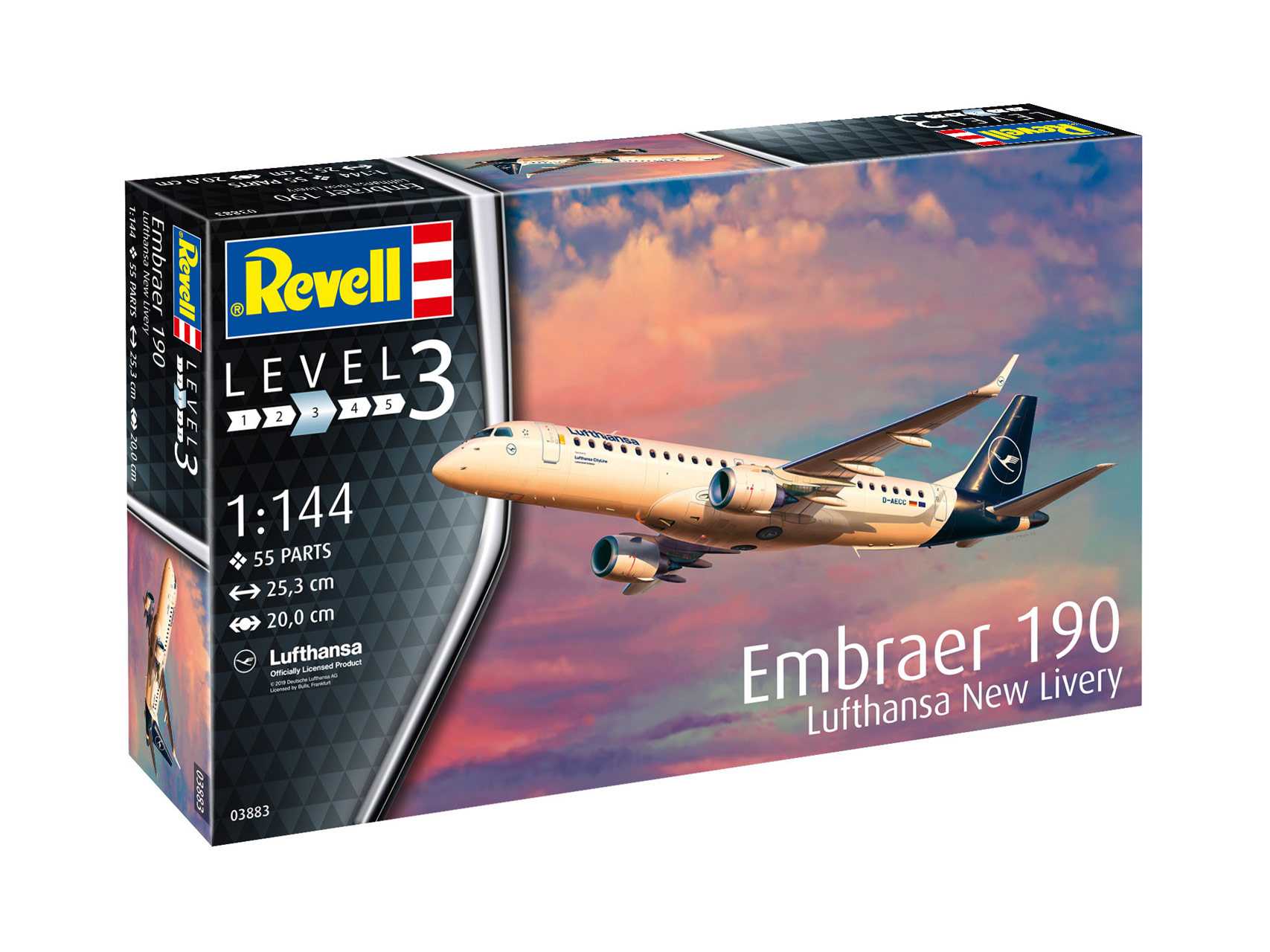 Fotografie Plastic ModelKit letadlo 03883 - Embraer 190 Lufthansa New Livery (1:144)