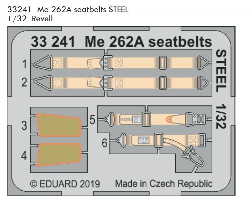 1/32 Me 262A seatbelts STEEL (REVELL)