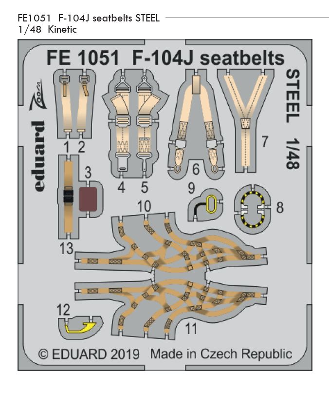 1/48 F-104J seatbelts STEEL (KINETIC)