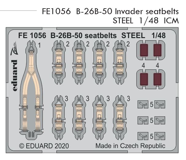 1/48 B-26B-50 Invader seatbelts STEEL (ICM)