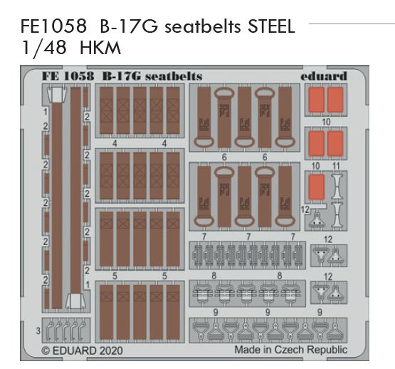 1/48 B-17G seatbelts STEEL (HKM)