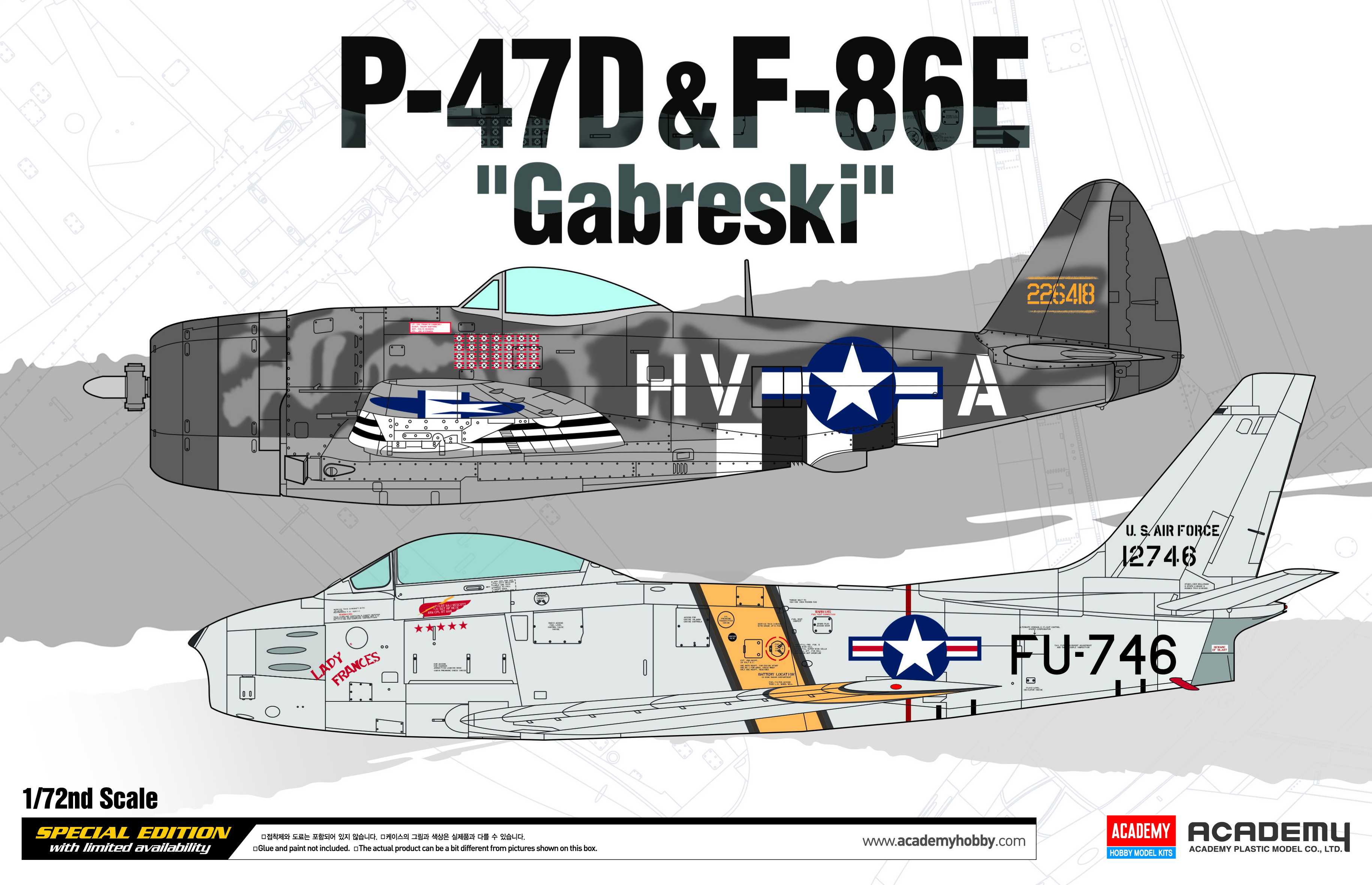 Fotografie Model Kit letadlo 12530 - P-47D & F-86E "Gabreski" LE: (1:72)