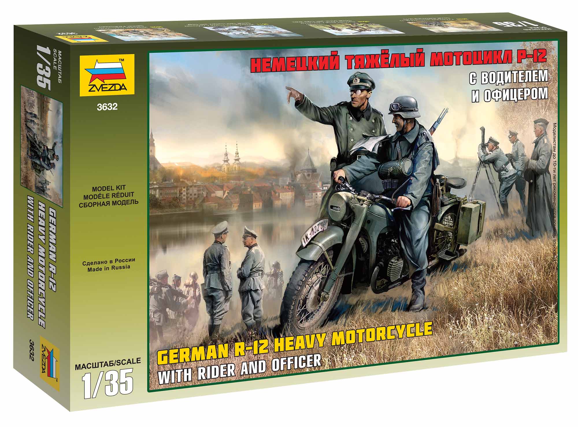 Fotografie Model Kit military 3632 - German R-12 Heavy Motorcycle with Rider (1:35)