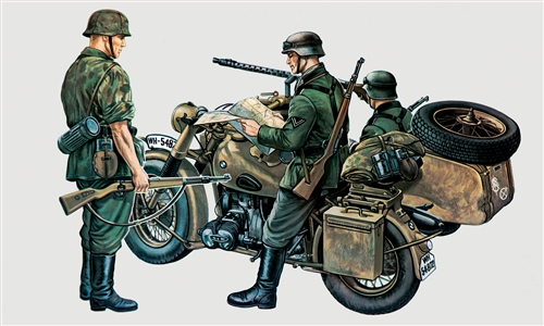 Fotografie Model Kit military 0315 - BMW R75 with Sidecar (1:35)