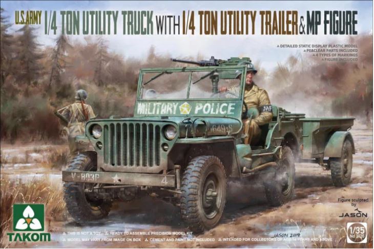 Fotografie 1/35 U.S. Army 1/4 Ton Utility Truck with 1/4 Ton Utility Trailer & MP Figure