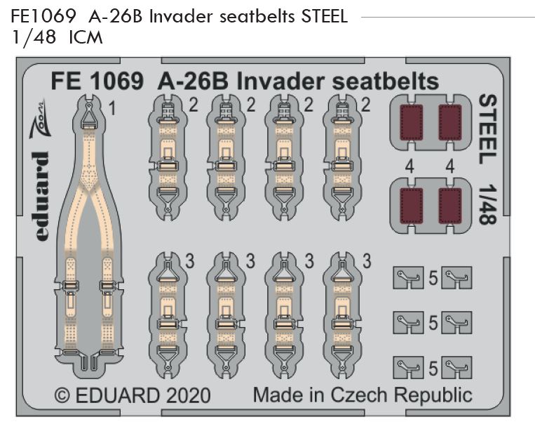1/48 A-26B Invader seatbelts STEEL (ICM)