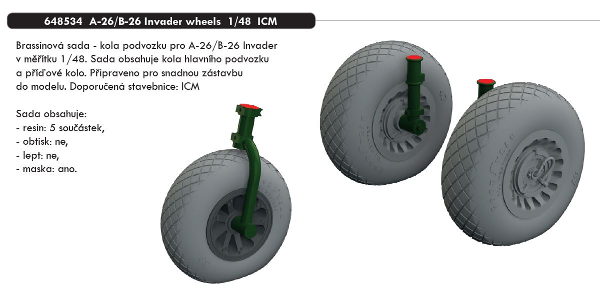 1/48 A-26/B-26 Invader wheels (ICM)