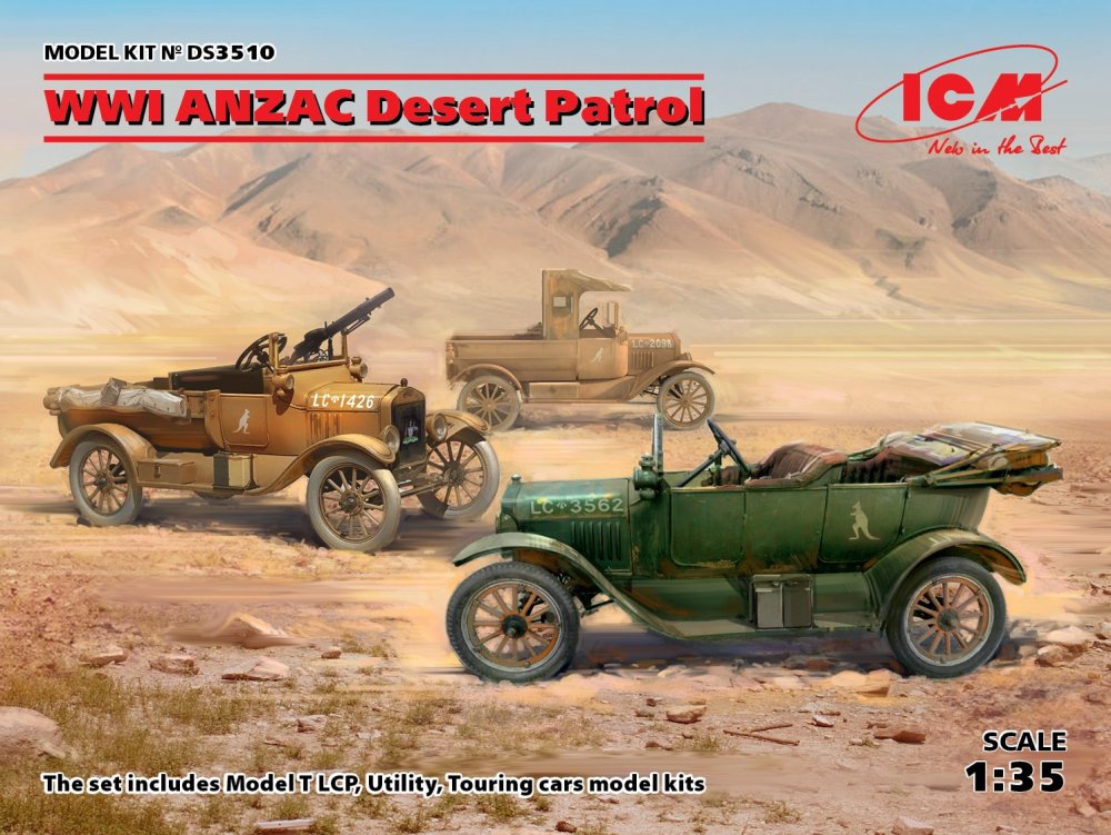 1/35 ANZAC WWI Desert Patrol DIORAMA SET (3 kits) Model T LCP, Utility, Touring
