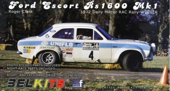 1/24 Ford Escort RS1600 Mk1 Roger Clark, 1972 Daily Mirror RAC Rally winner