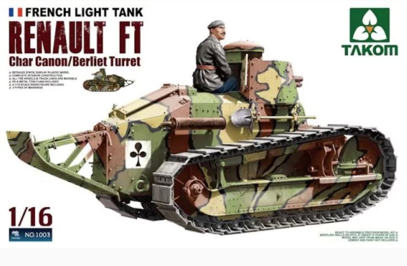 Fotografie 1/16 French Light Tank Renault FT Char Canon/Berliet Turret