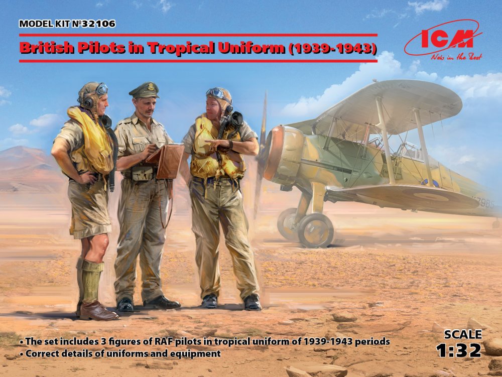 Fotografie 1/32 British Pilots in Tropical Uniform 1939-1945