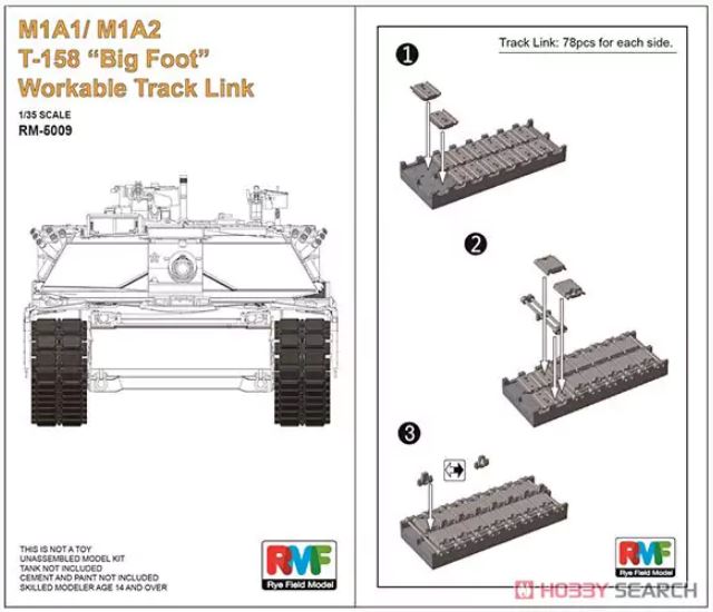 1/35 M1A1/M1A2 T-158 "Big Foot" Workable Track Link