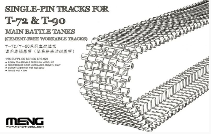 1/35 Single-pin Tracks for T-72 & T-90 Main Battle Tanks (Cement free workable tracks)