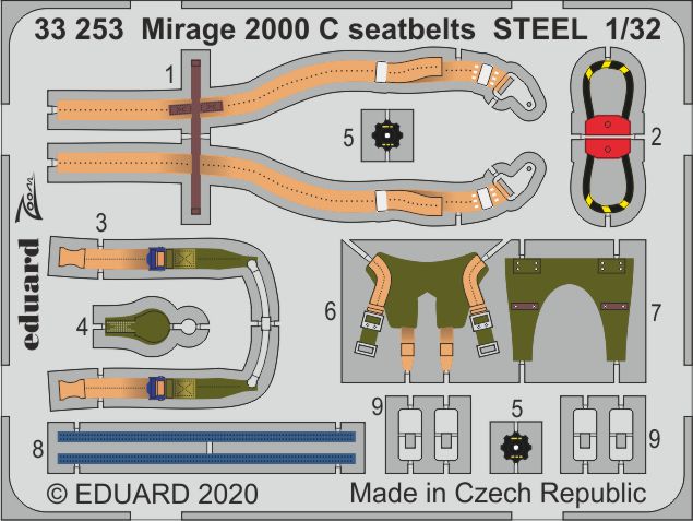1/32 Mirage 2000 C seatbelts STEEL (KITTY HAWK)
