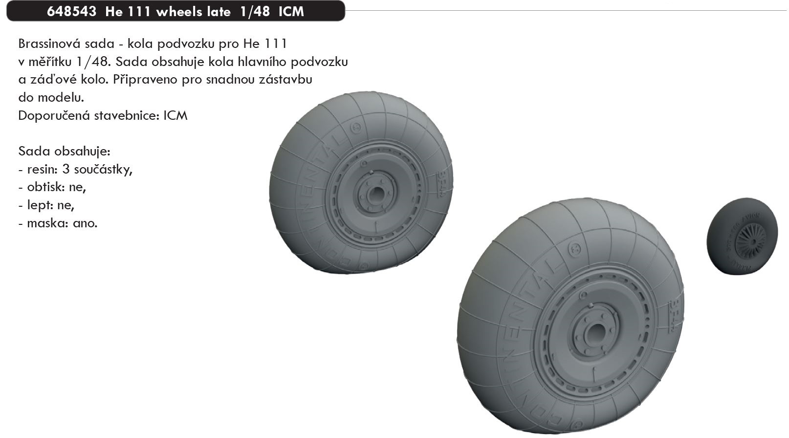 Fotografie 1/48 He 111 wheels late (ICM)