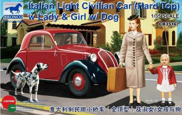 Fotografie 1/35 Italian Light Civilian Car (Hard Top) w Lady & Girl w/ Dog