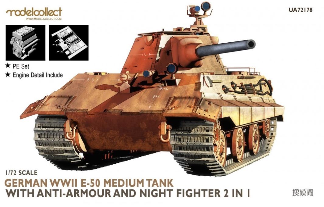 Fotografie 1/72 German WWII E-50 Medium Tank with Anti-Armour and Night Fighter 2 in 1