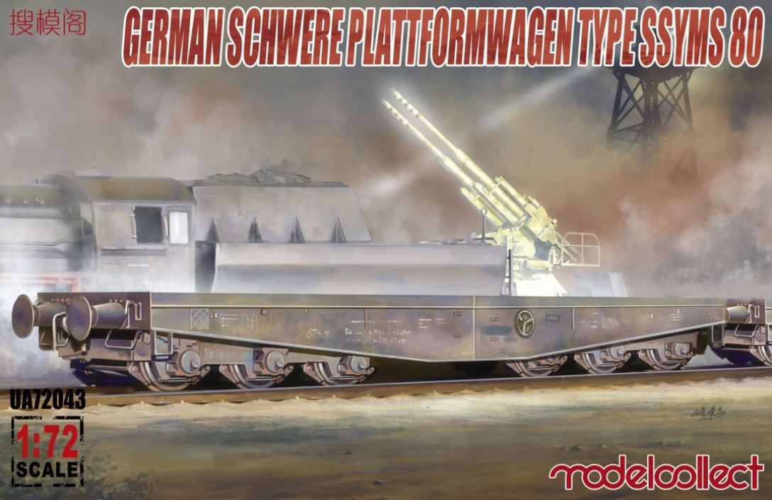 Fotografie 1/72 Germany Schwerer Plattformwagen Type SSyms 80