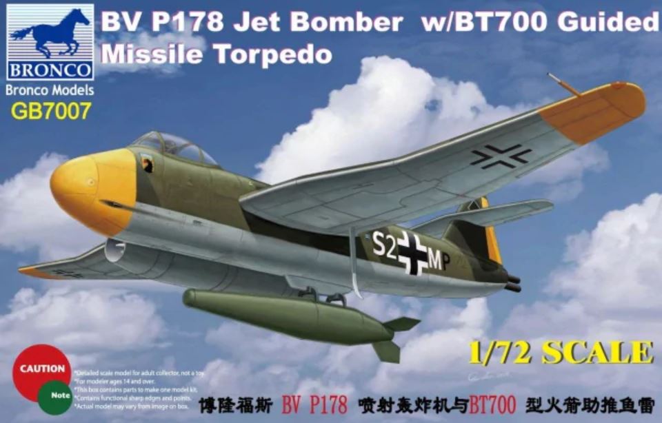 1/72 Blohm & Voss BV P178 Jet Bomber with BT700 Guided Missile Torpedo