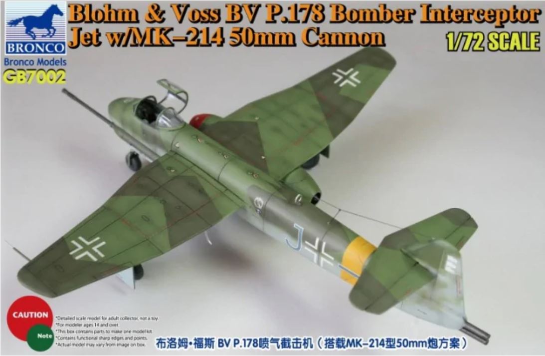 1/72 Blohm & Voss BV P.178 Bomber Interceptor Jet w/MK-214 50mm Cannon