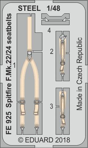 1/48 Spitfire F.Mk.22/24 seatbelts STEEL (AIRFIX)