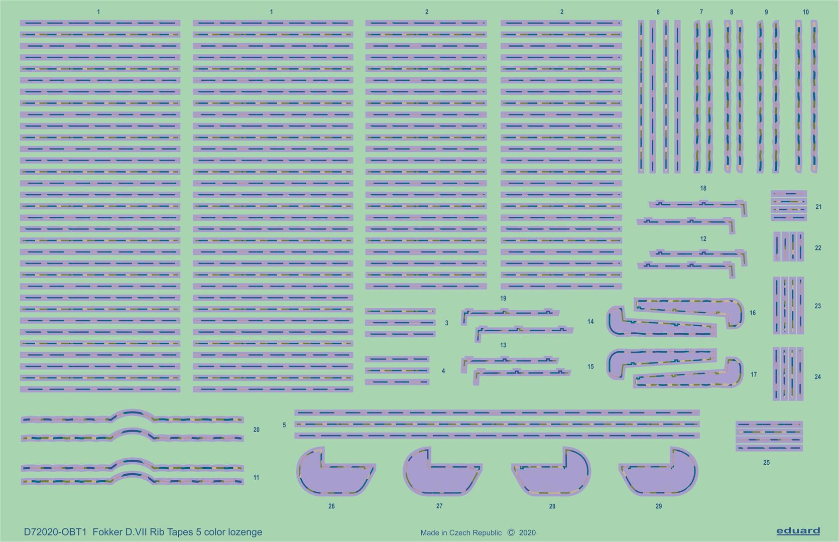 1/72 Fokker D.VII rib tapes 5color lozenge (EDUARD)