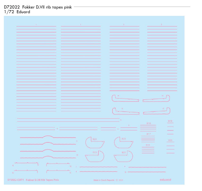 1/72 Fokker D.VII rib tapes pink (EDUARD)