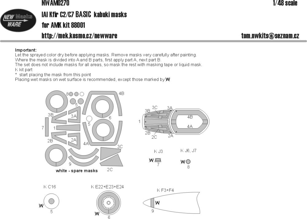 1/48 Mask IAI KFIR C2/C7 BASIC (AMK 88001)