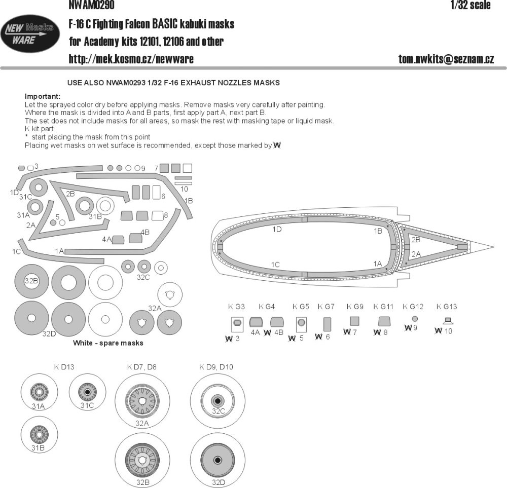 1/32 Mask F-16C Fighting Falcon BASIC (ACAD)