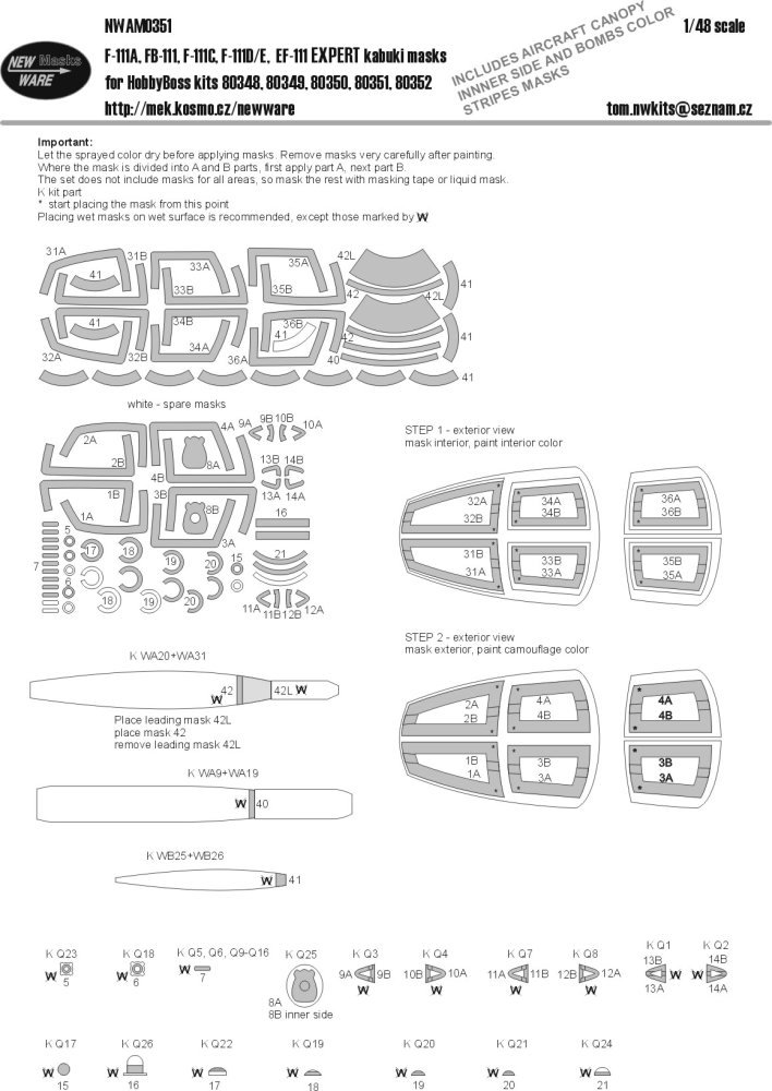 1/48 Mask F-111A,FB-111,F-111C,D/E, EF-111 EXPERT