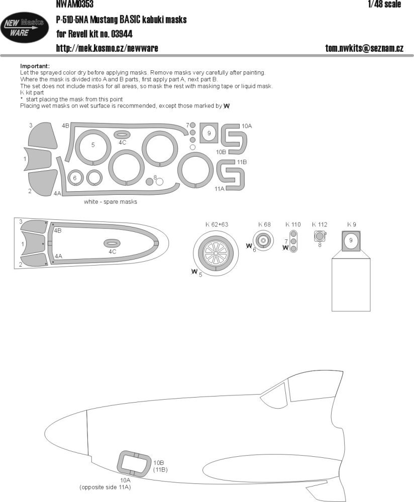 1/48 Mask P-51D-5NA Mustang BASIC (REV 03944)