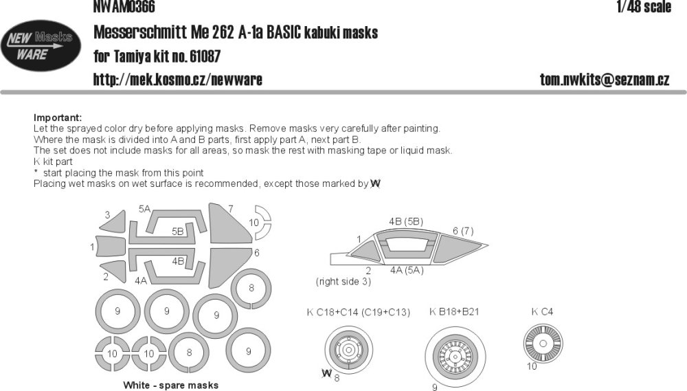1/48 Mask Me 262 A-1a BASIC (TAM 61087)