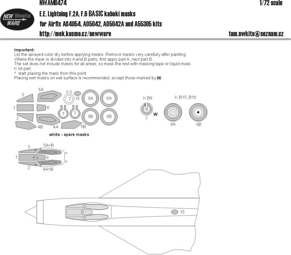 1/72 Mask E.E.Lightning F.2A/F.6 BASIC (AIRFIX)
