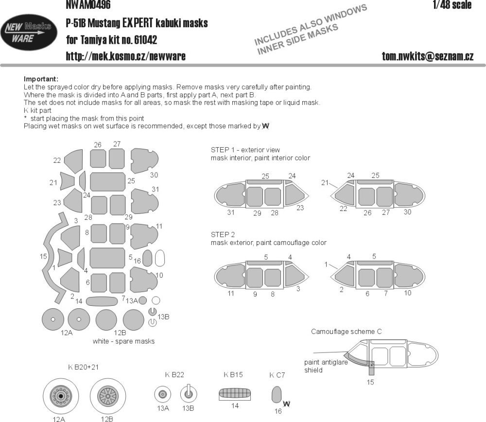 1/48 Mask P-51B Mustang EXPERT (TAMIYA 61042)