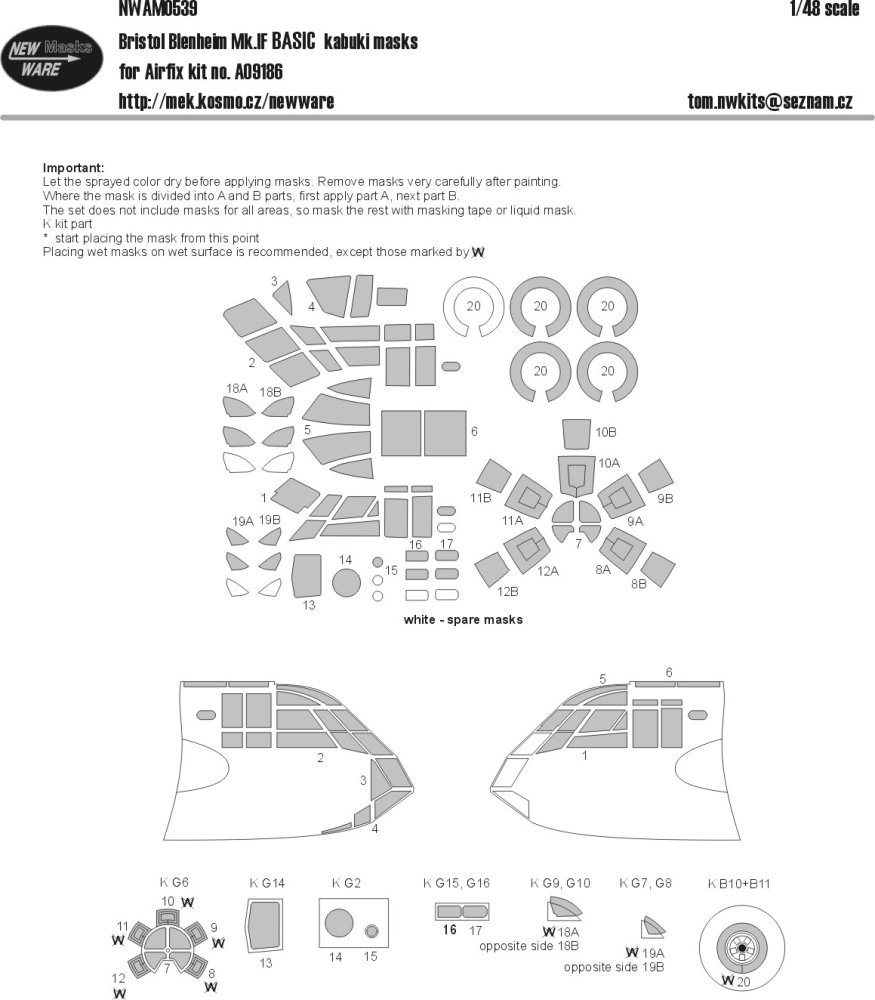 1/48 Mask Bristol Blenheim Mk.IF BASIC (AIRFIX)