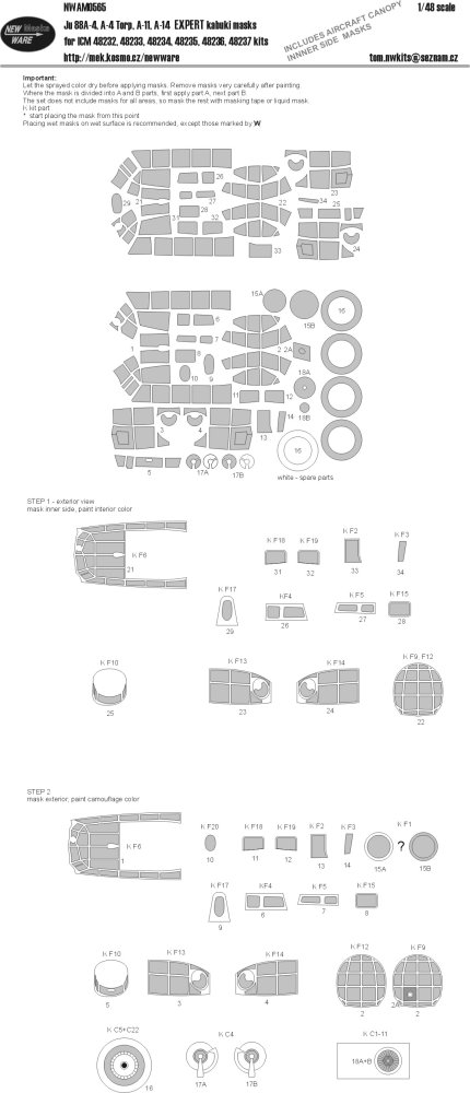 1/48 Mask Ju-88A-4/A-4 Torp/A-11/A-14 EXPERT (ICM)