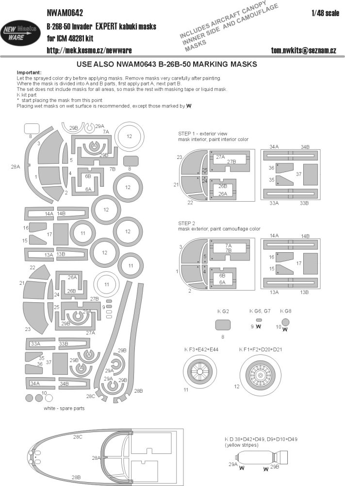 1/48 Mask B-26B-50 Invader EXPERT (ICM 48281)