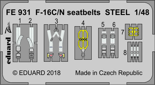 1/48 F-16C/N seatbelts STEEL (TAMIYA)