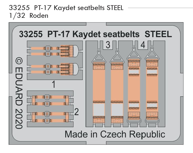 Fotografie 1/32 PT-17 Kaydet seatbelts STEEL (RODEN)