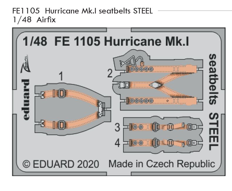 1/48 Hurricane Mk.I seatbelts STEEL (AIRFIX)