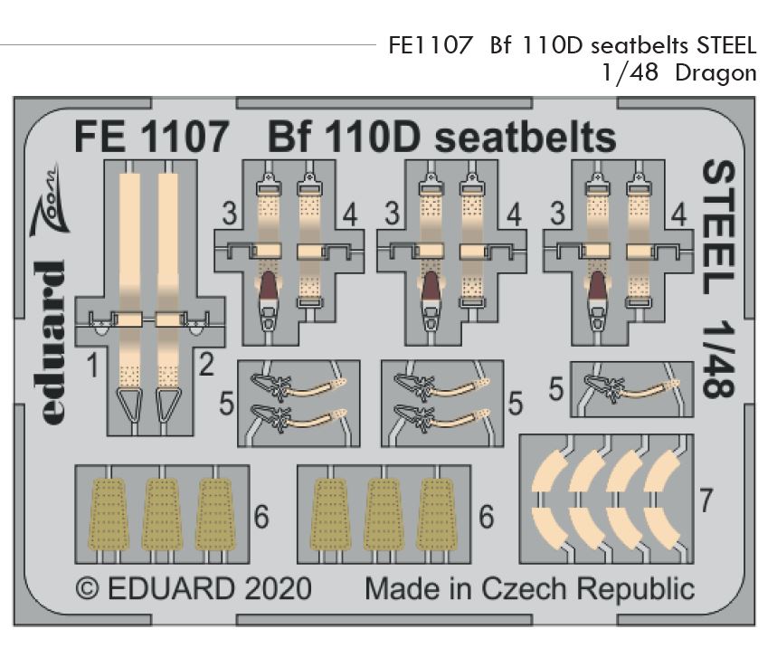 1/48 Bf 110D seatbelts STEEL (DRAGON)