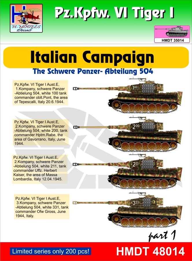 1/48 Decals Pz.Kpfw.VI Tiger I Italian Campaign 1