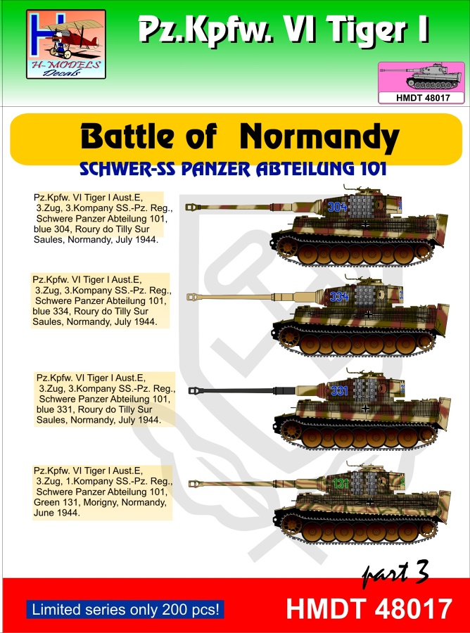 1/48 Decals Pz.Kpfw.VI Tiger I Battle Normandy 3