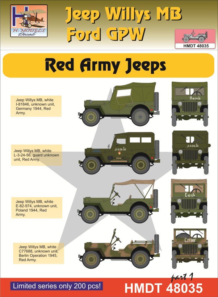 1/48 Decals Jeep Willys MB/Ford GPW Red Army 1