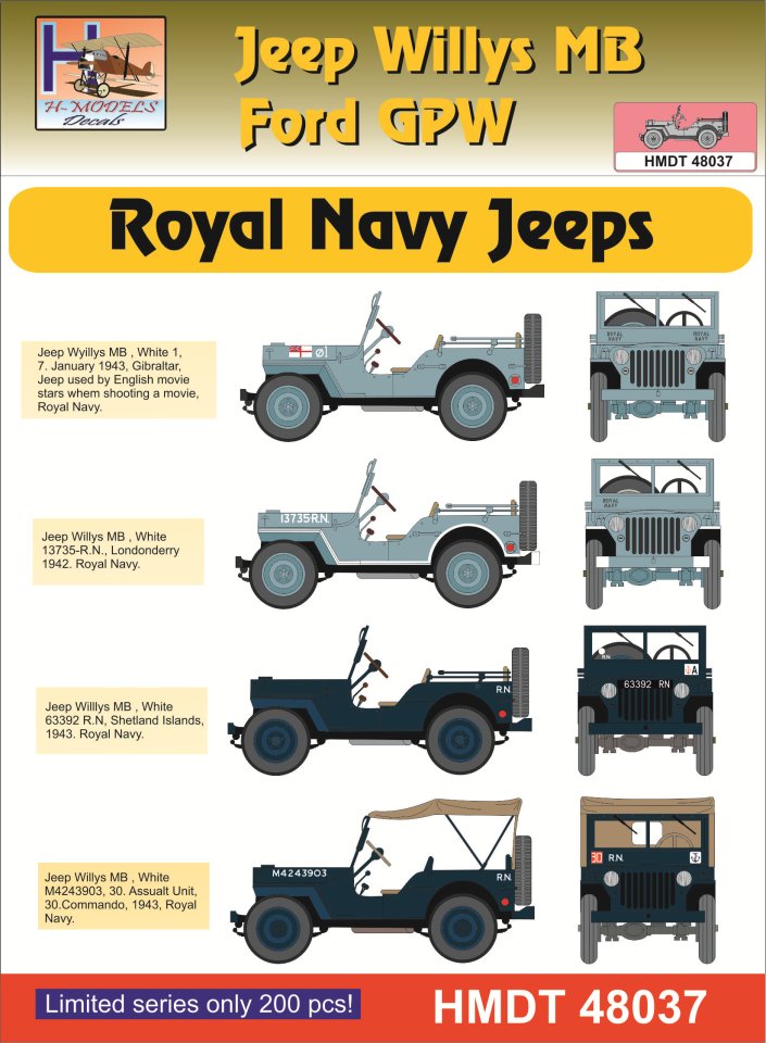 1/48 Decals Jeep Willys MB/Ford GPW Royal Navy