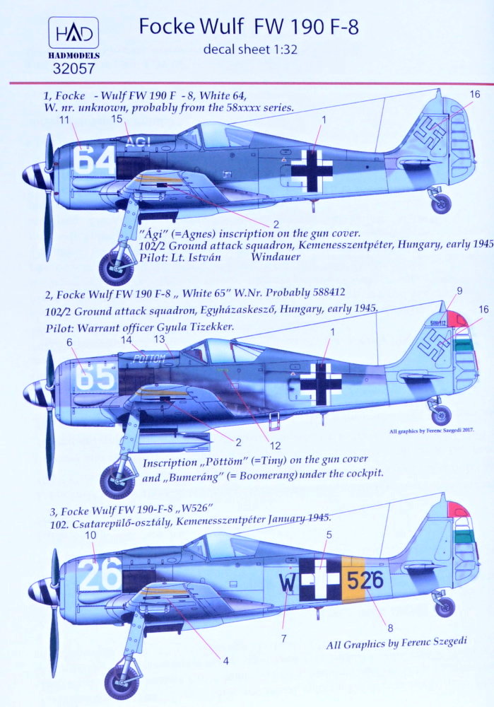 1/32 Decal Focke Wulf Fw 190 F-8 (3x camo)