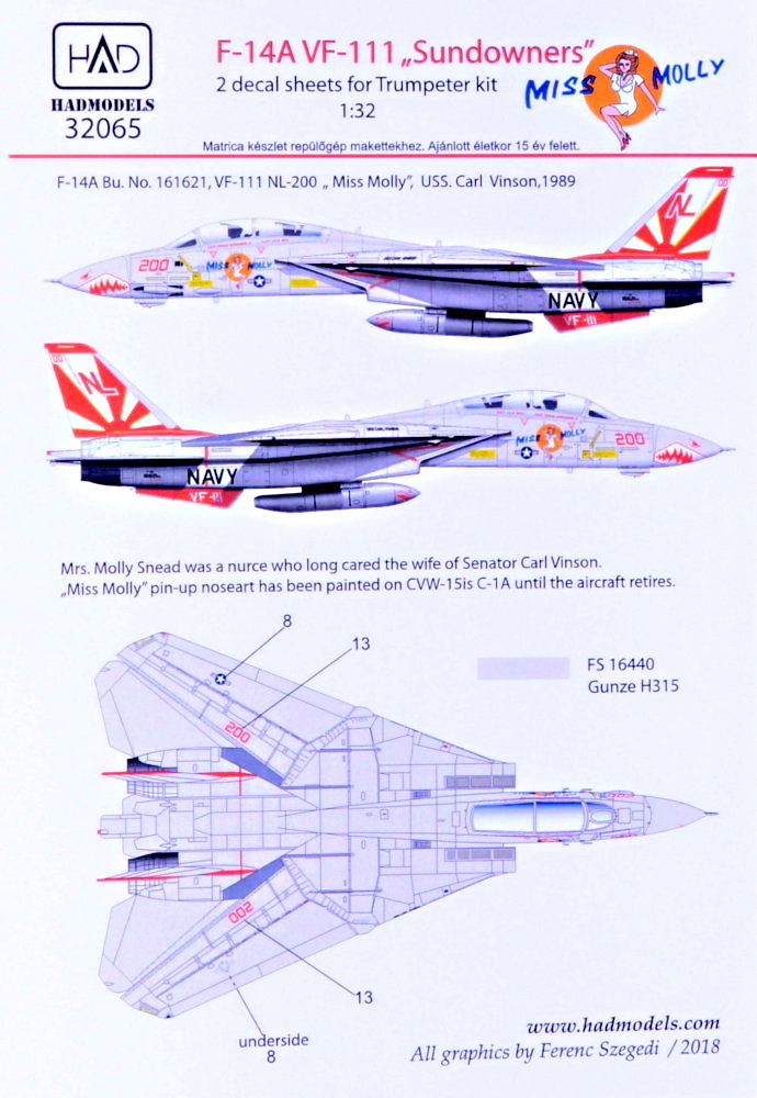 1/32 Decal F-14A VF-111 'Sundowners' (TRUMP)